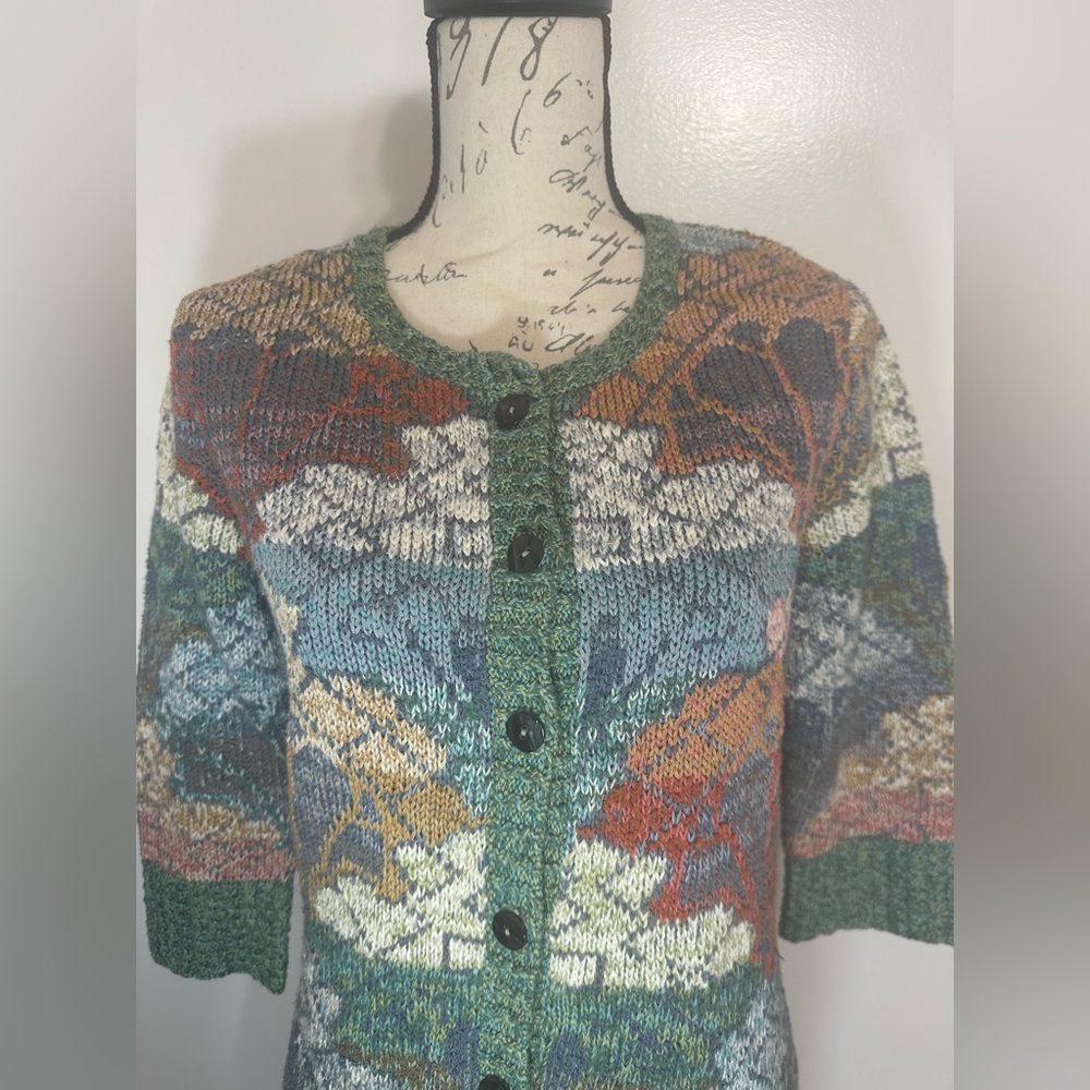Peruvian Connection Colorful Knit Cardigan 100% Pima Cotton